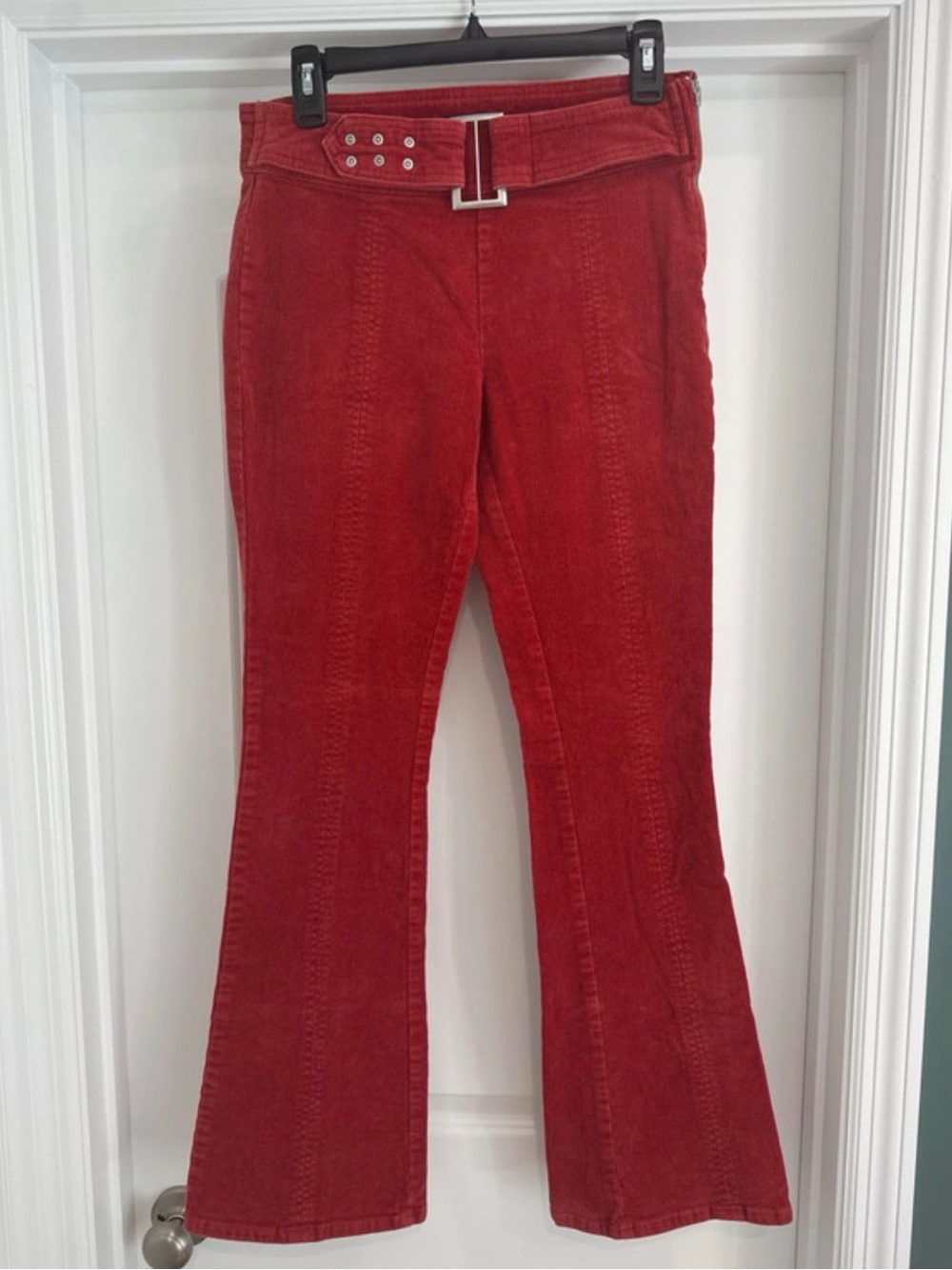 Forever 21 Red Corduroy Boot Cut Pants with Belt